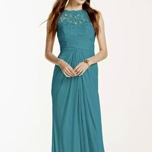 David's Bridal Teal Blue Bridesmaid Gown